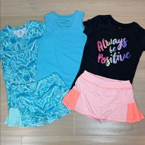 Girls Champion Tennis Bundle | Skirts Shirts | Blue Orange Black | Girls L 10-12